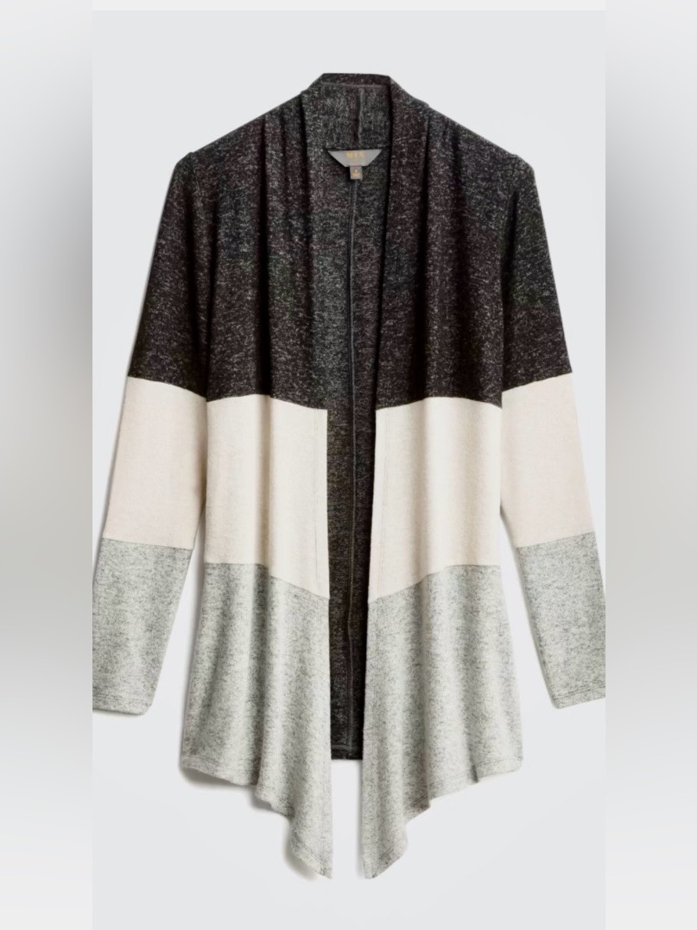 41 Hawthorn Black, Cream & Light Gray Colorblock Open Cardigan